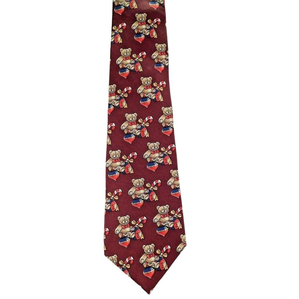 Christmas Necktie Teddy Bear Toys Italian Silk Tie American Traditions